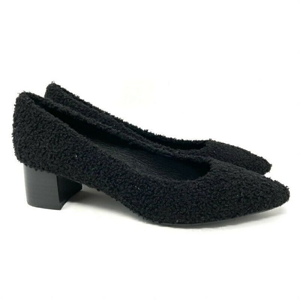 Sol Sana Pump Shoes Black Shearling Block Heels 10